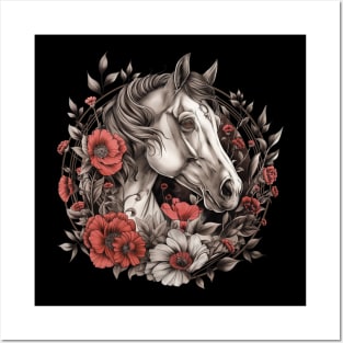 Floral Horse Design Posters and Art